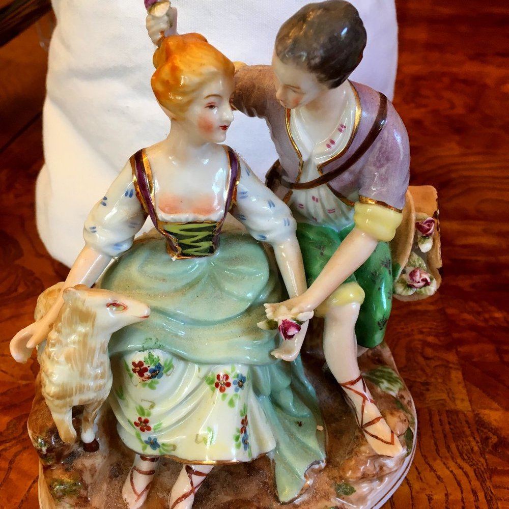 2 Vintage Maruyama Figurines of Courting Couple